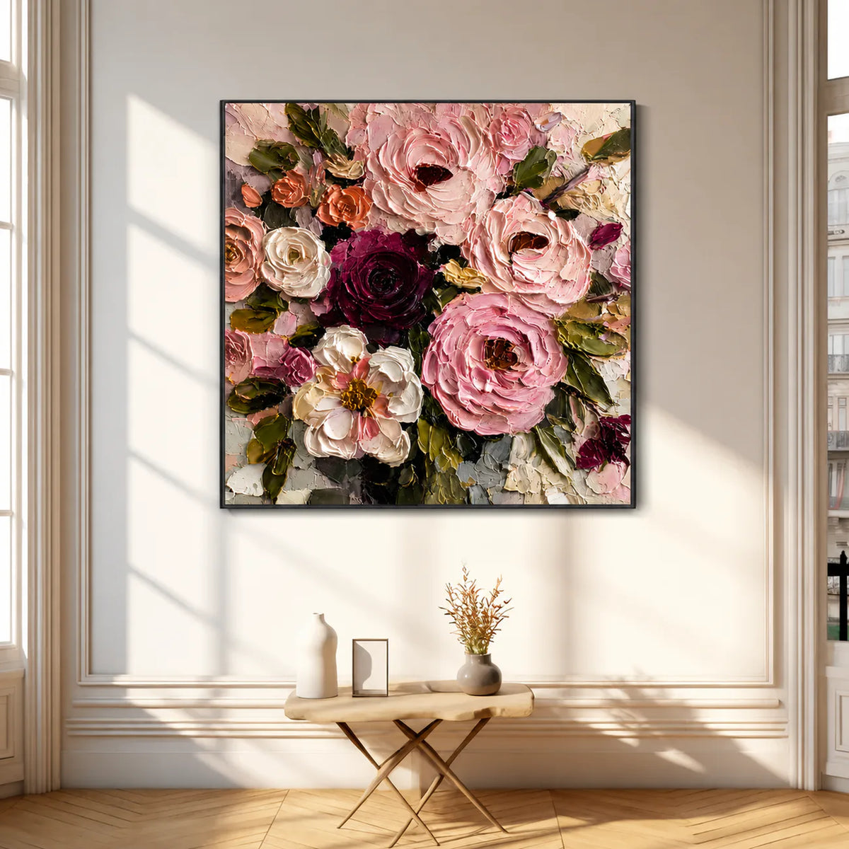 Velvet Rose Garden Textured Wall Art styled interior scene 2 | Olyrel