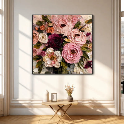 Velvet Rose Garden Textured Wall Art styled interior scene 2 | Olyrel