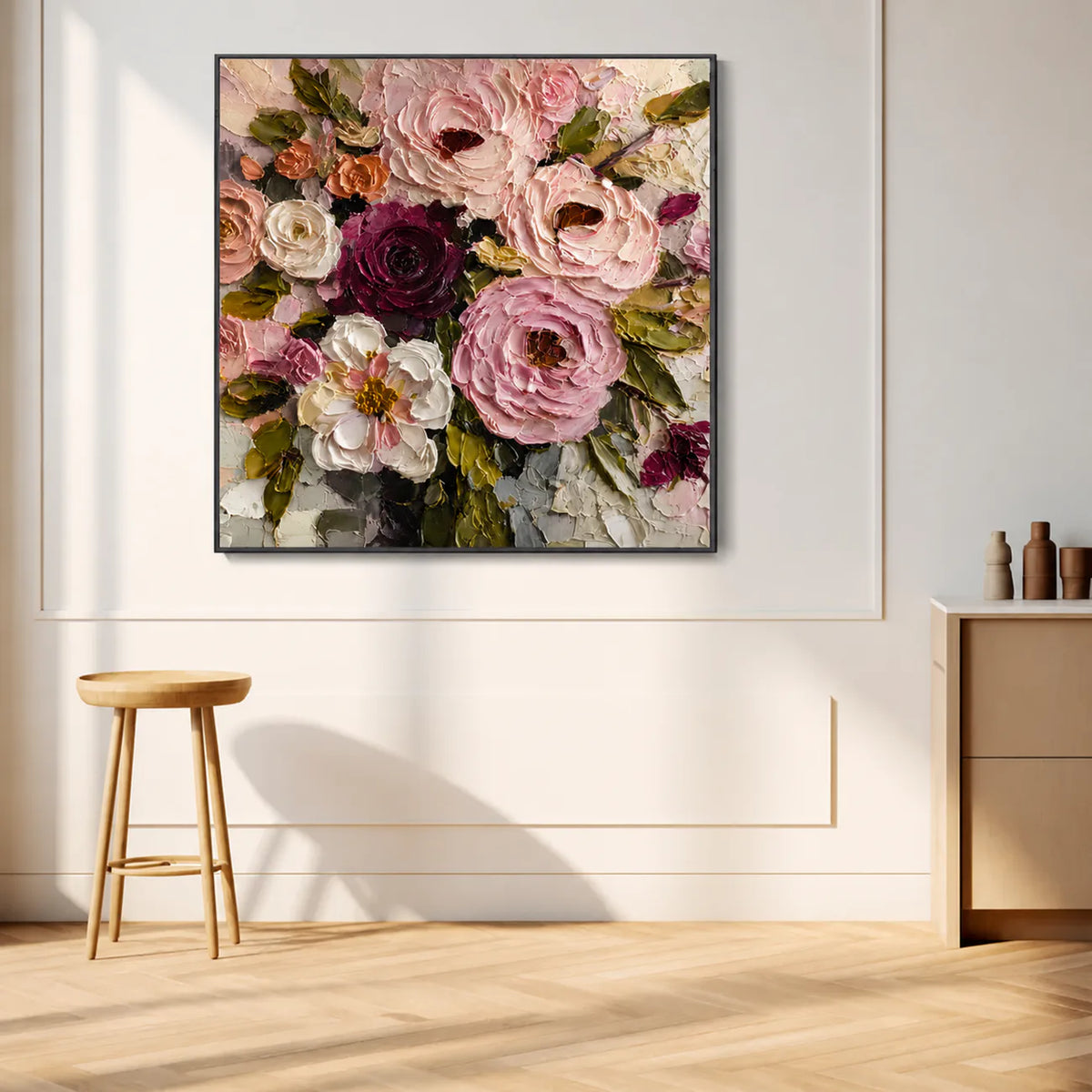 Velvet Rose Garden Textured Wall Art styled interior scene 3 | Olyrel