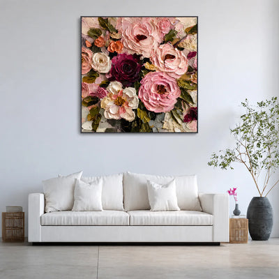 Velvet Rose Garden Textured Wall Art styled interior scene 5 | Olyrel