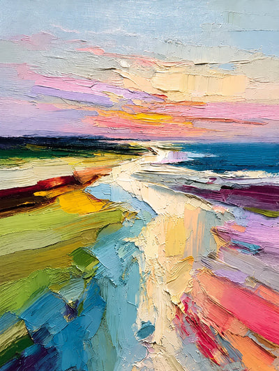 Pastel Coastline Textured Wall Art artwork view | Olyrel