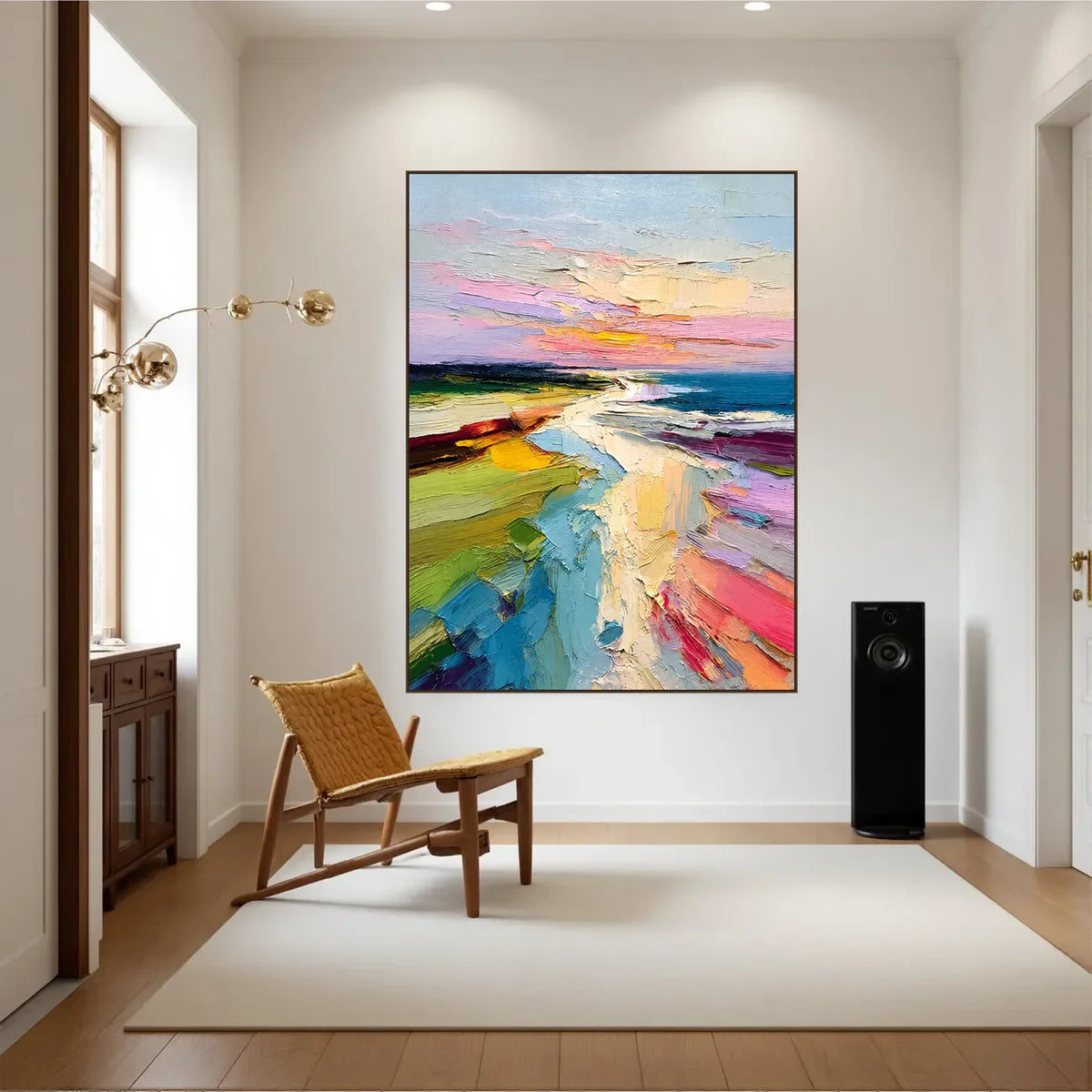 Pastel Coastline Textured Wall Art styled interior scene 1 | Olyrel