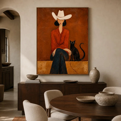 Desert Muse Figure Wall Art styled in a refined dining room | Olyrel