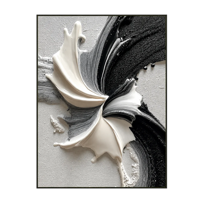 Monochrome Petal Flow Textured Wall Art | Olyrel