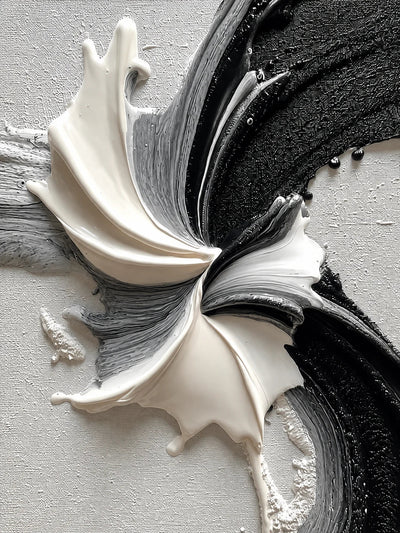 Monochrome Petal Flow Textured Wall Art artwork view | Olyrel