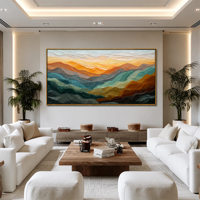 Golden Ridges Panoramic Wall Art styled interior scene 1 | Olyrel