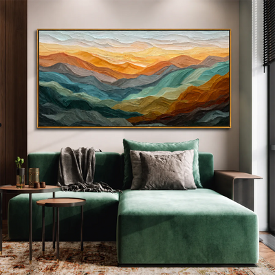 Golden Ridges Panoramic Wall Art styled interior scene 3 | Olyrel