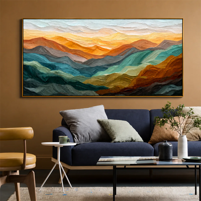 Golden Ridges Panoramic Wall Art styled interior scene 4 | Olyrel