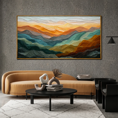 Golden Ridges Panoramic Wall Art styled interior scene 5 | Olyrel