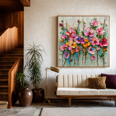Candy Bloom Floral Wall Art styled interior scene 3 | Olyrel