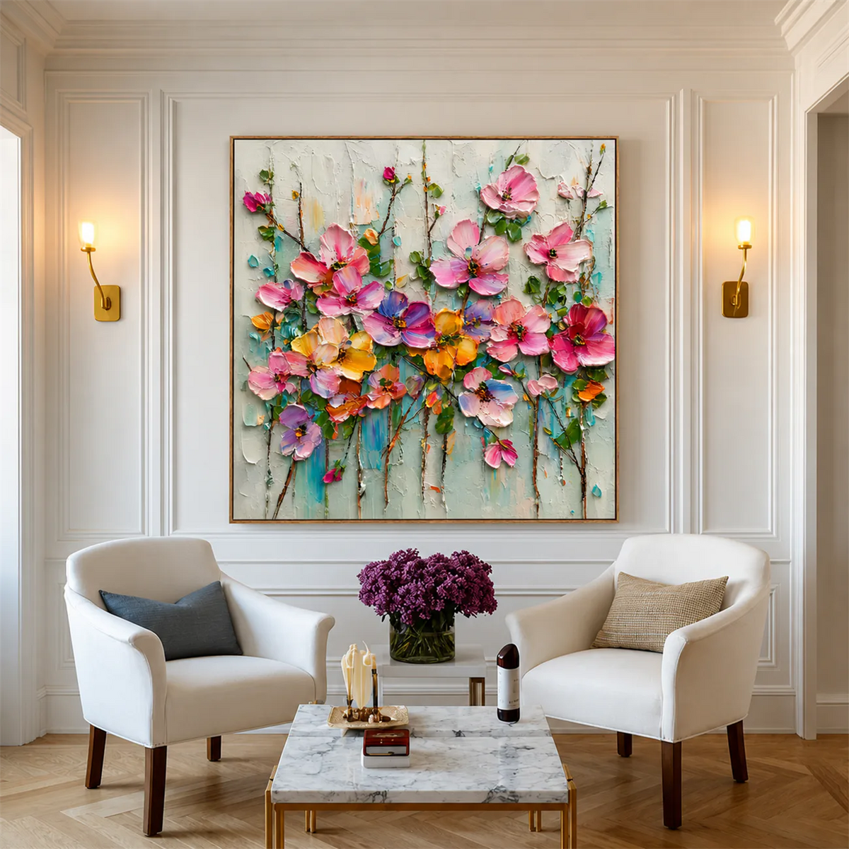 Candy Bloom Floral Wall Art styled interior scene 5 | Olyrel