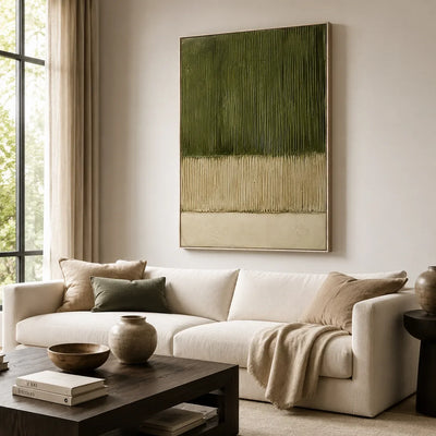 Olive Lines Textured Wall Art styled in a modern living room | Olyrel