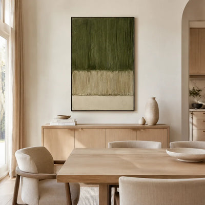 Olive Lines Textured Wall Art styled in a contemporary entryway | Olyrel