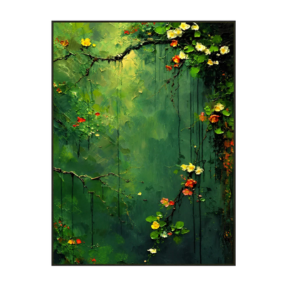 Emerald Blossom Cascade Textured Wall Art | Olyrel
