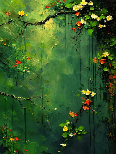 Emerald Blossom Cascade Textured Wall Art artwork view | Olyrel