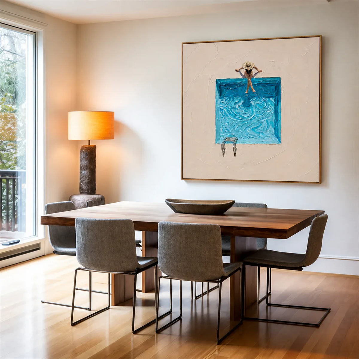 Poolside Pause Textured Wall Art styled interior scene 3 | Olyrel