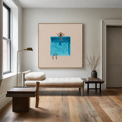 Poolside Pause Textured Wall Art styled interior scene 5 | Olyrel