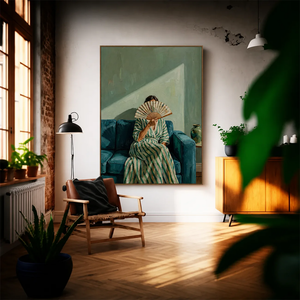 Veiled Fan Figure Wall Art styled interior scene 2 | Olyrel
