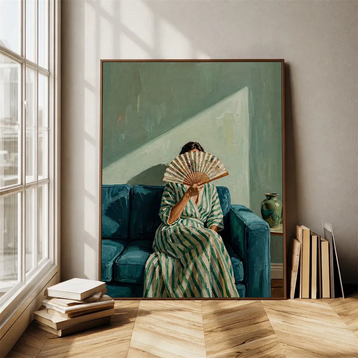 Veiled Fan Figure Wall Art styled interior scene 5 | Olyrel