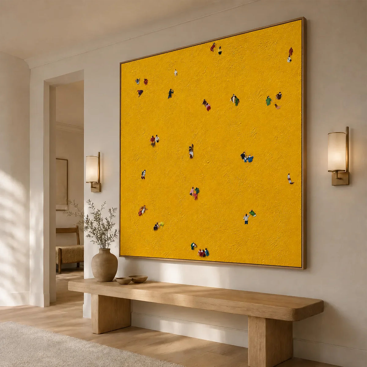 Golden Gathering Textured Wall Art styled interior scene 2 | Olyrel