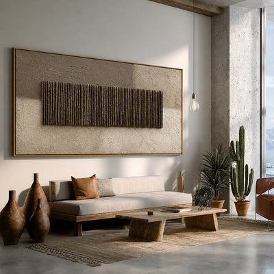 Umber Reed Relief Wall Art styled interior scene 1 | Olyrel