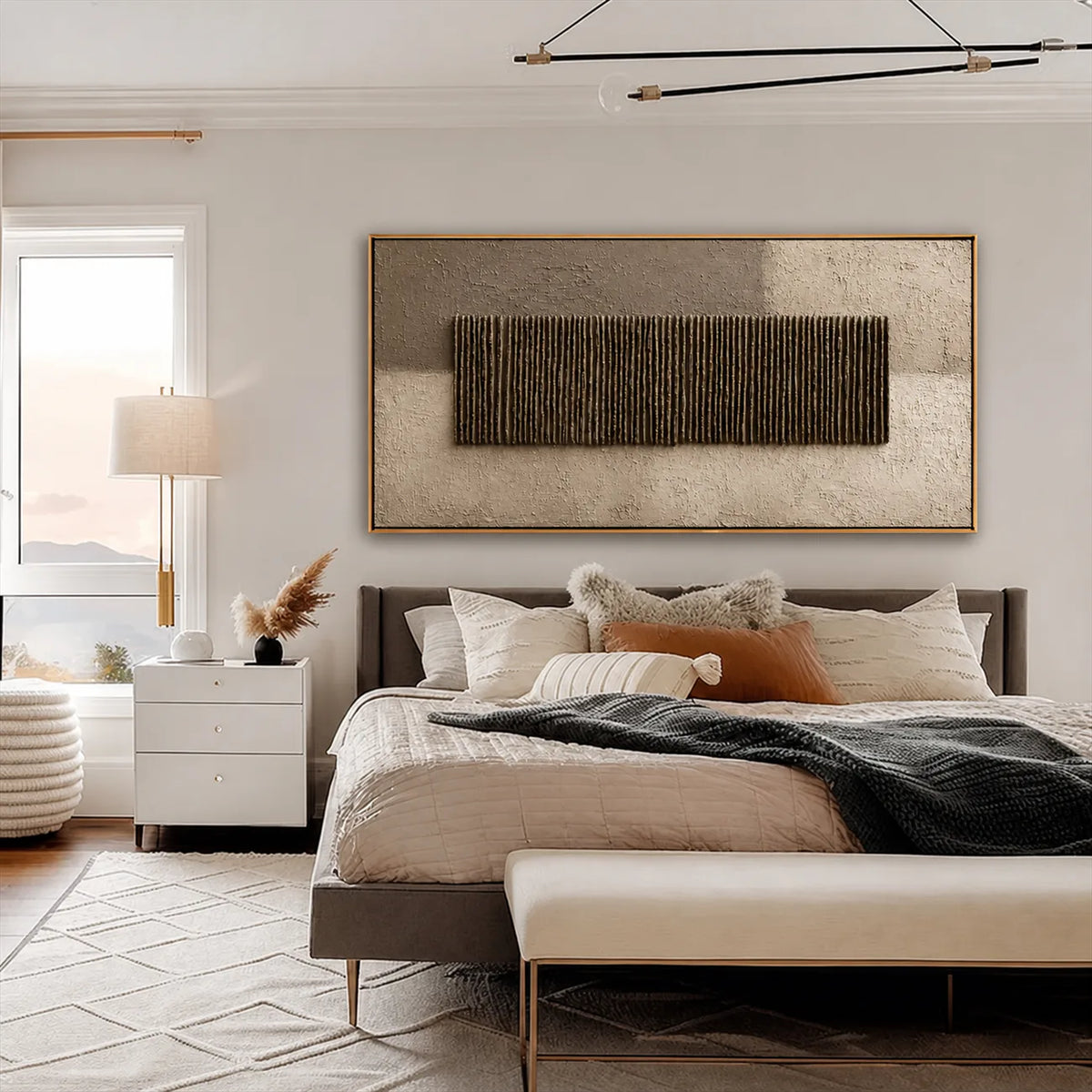 Umber Reed Relief Wall Art styled interior scene 5 | Olyrel