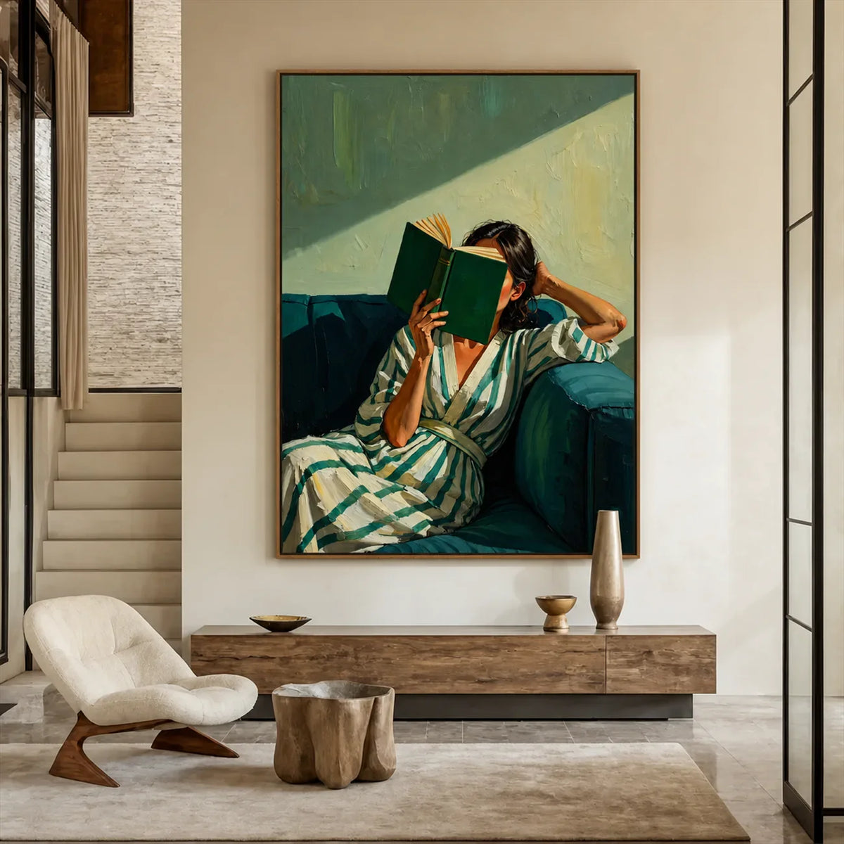 Quiet Chapter Figure Wall Art styled interior scene 4 | Olyrel