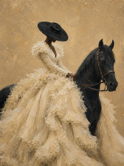 Ivory Rider Horse Wall Art artwork view | Olyrel