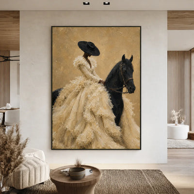 Ivory Rider Horse Wall Art styled interior scene 1 | Olyrel
