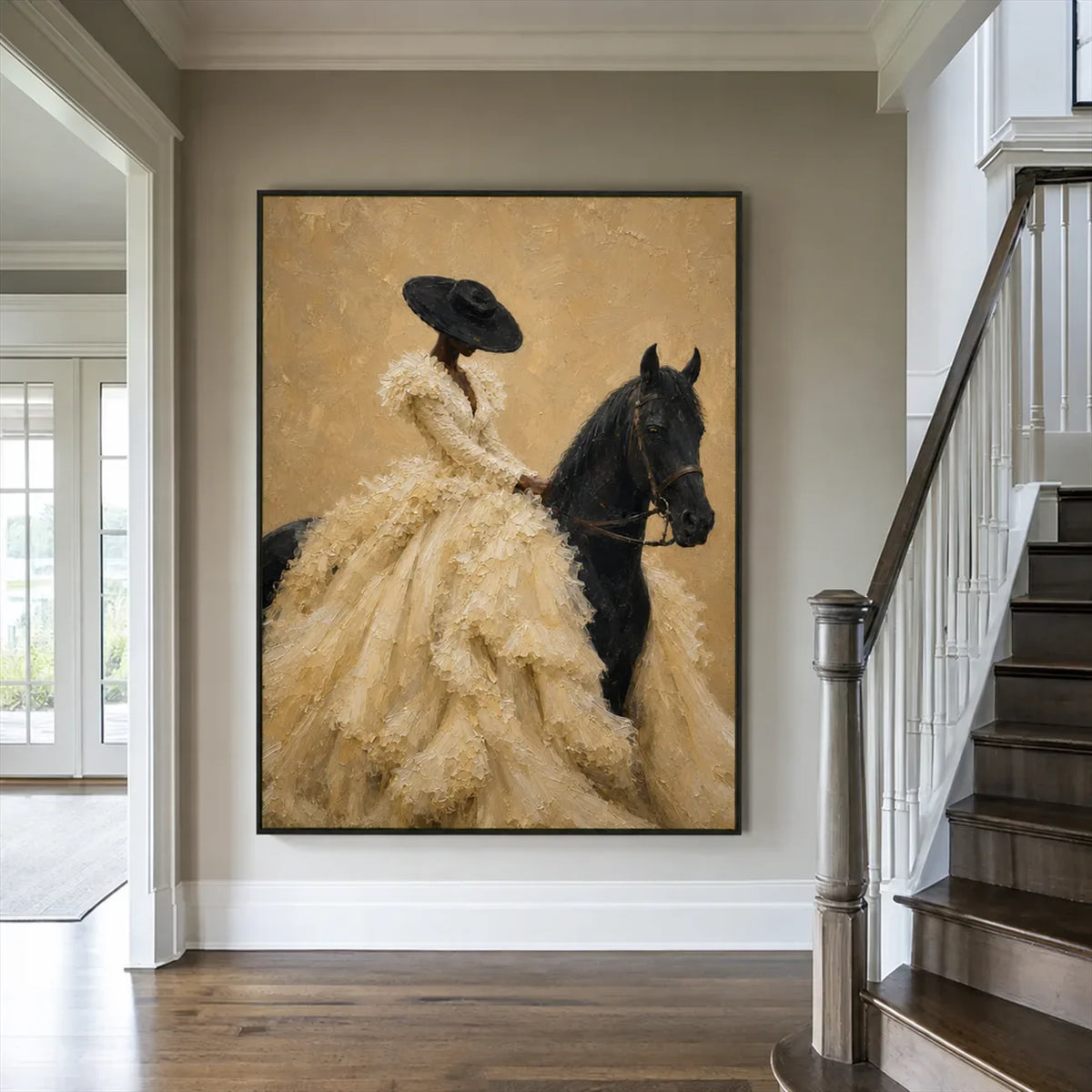 Ivory Rider Horse Wall Art styled interior scene 2 | Olyrel