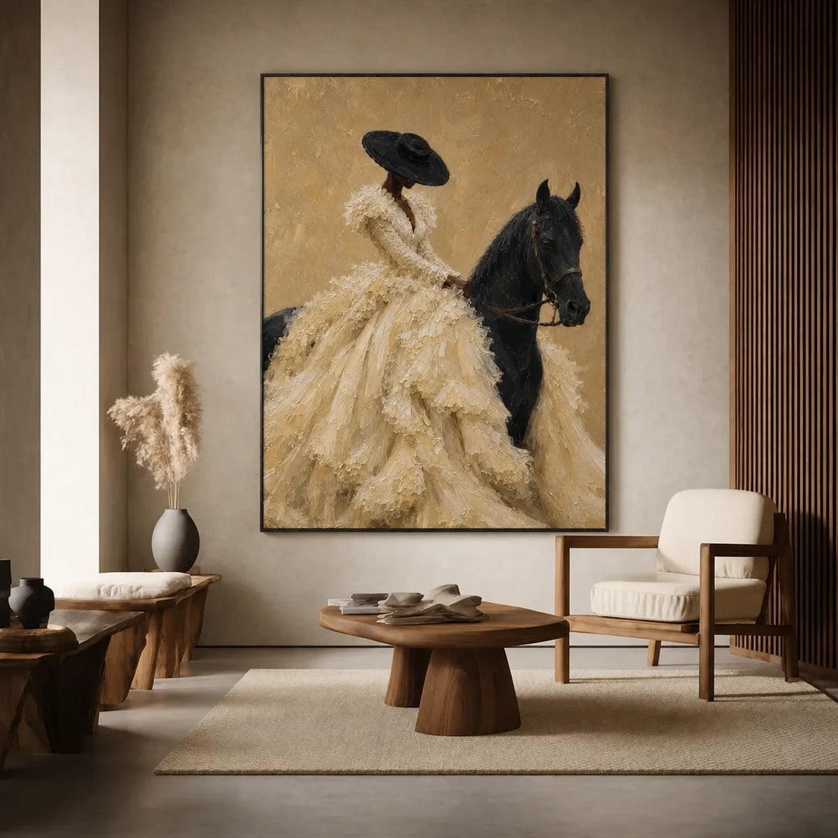 Ivory Rider Horse Wall Art styled interior scene 4 | Olyrel
