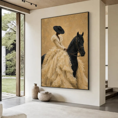 Ivory Rider Horse Wall Art styled interior scene 5 | Olyrel