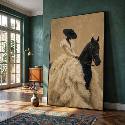 Ivory Rider Horse Wall Art styled interior scene 6 | Olyrel