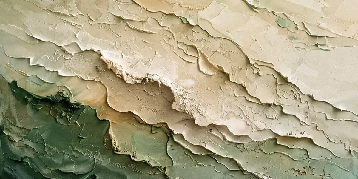 Ivory Sage Tides Relief Wall Art artwork view | Olyrel