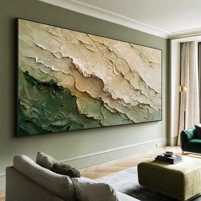 Ivory Sage Tides Relief Wall Art styled interior scene 1 | Olyrel