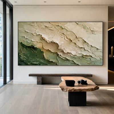 Ivory Sage Tides Relief Wall Art styled interior scene 3 | Olyrel