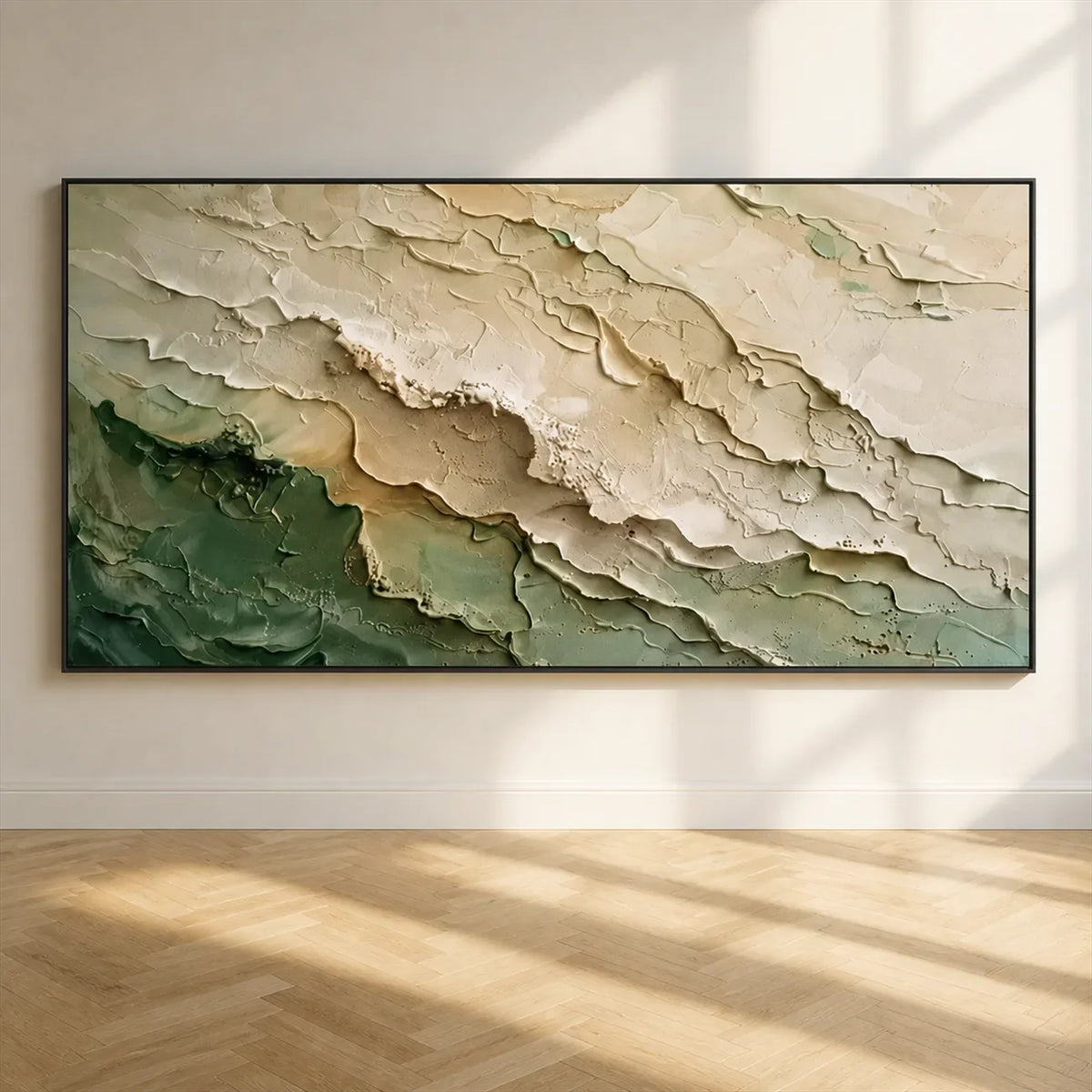 Ivory Sage Tides Relief Wall Art styled interior scene 5 | Olyrel