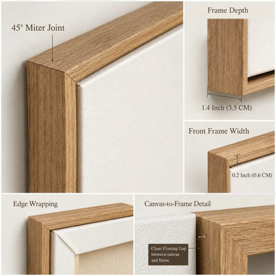 Ivory Sage Tides Relief Wall Art frame construction detail | Olyrel