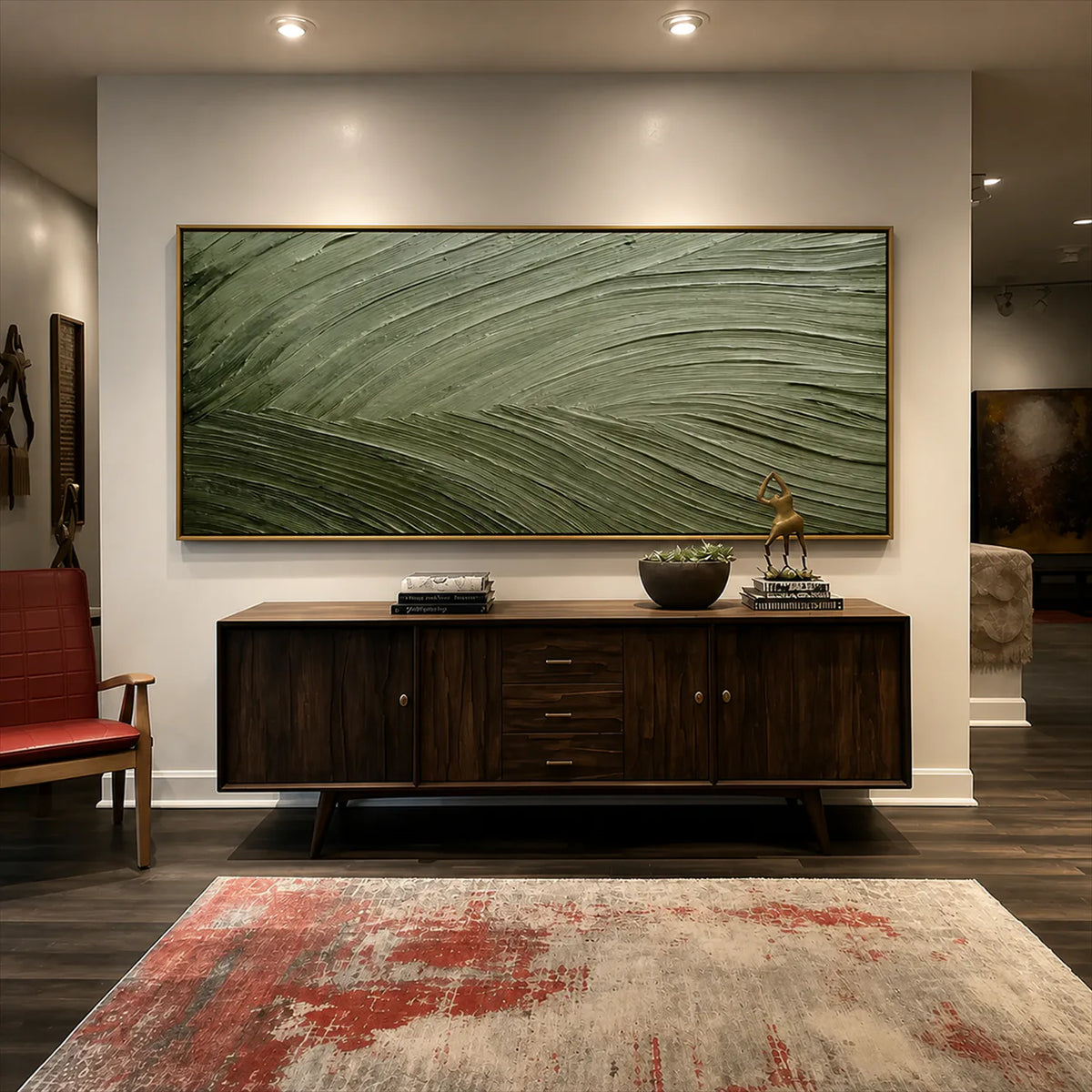 Sage Current Textured Wall Art styled interior scene 2 | Olyrel