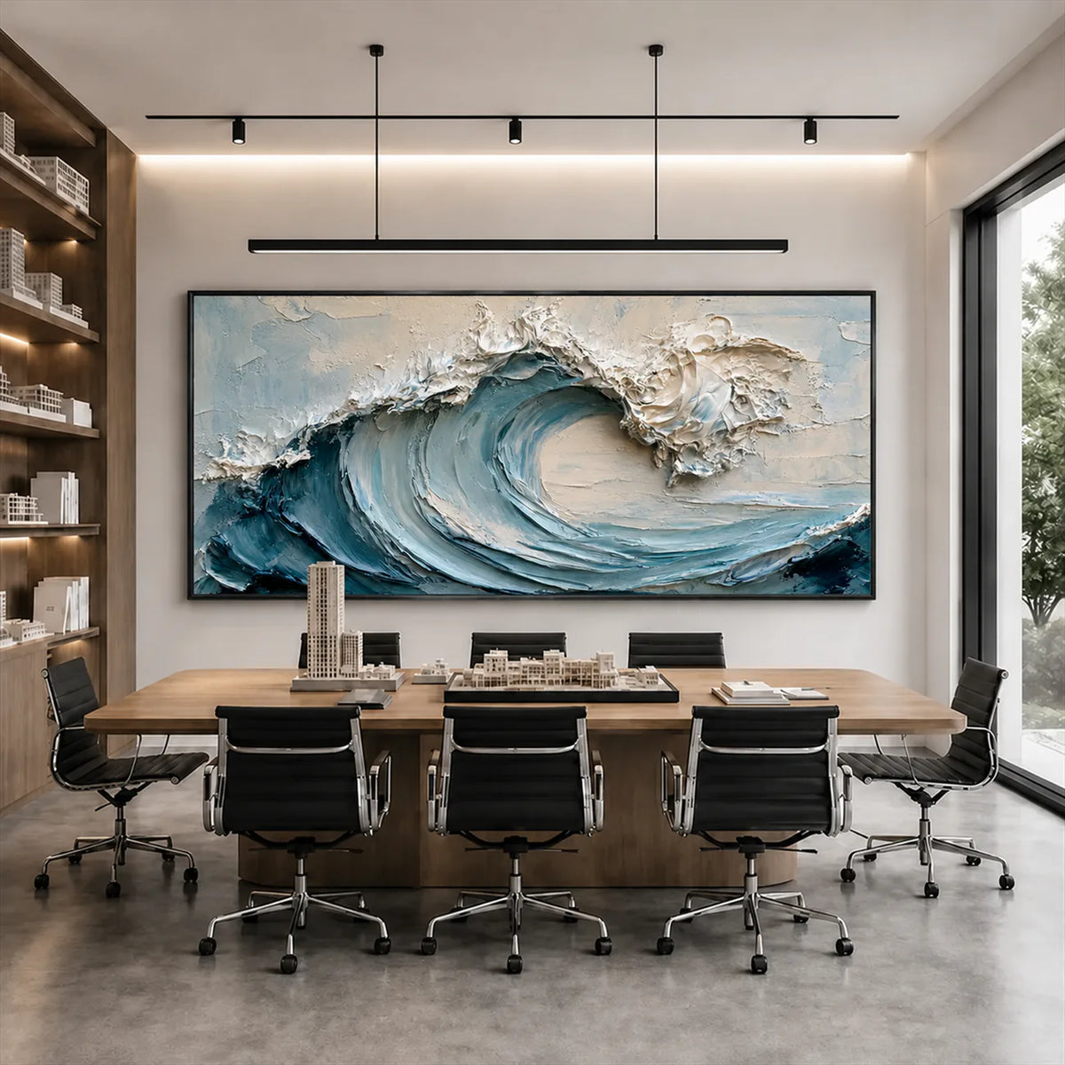 Cerulean Crest Relief Wall Art styled interior scene 1 | Olyrel