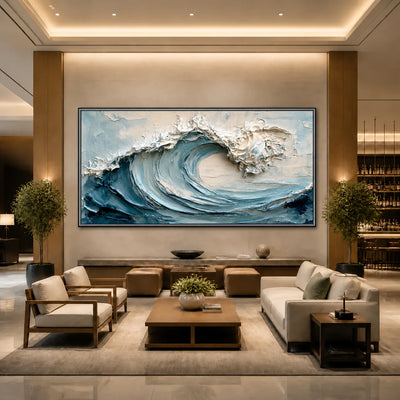 Cerulean Crest Relief Wall Art styled interior scene 2 | Olyrel