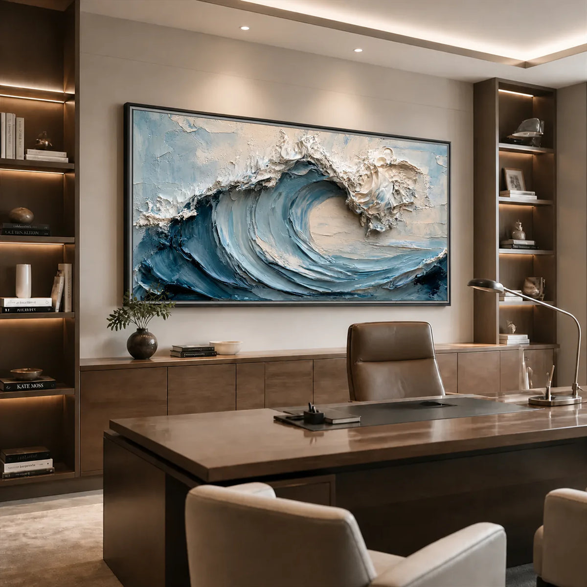 Cerulean Crest Relief Wall Art styled interior scene 4 | Olyrel