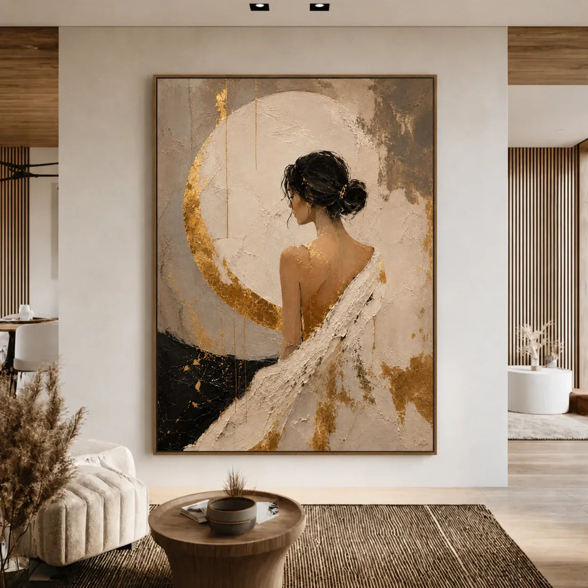 Moonlit Grace Textured Wall Art styled interior scene 1 | Olyrel