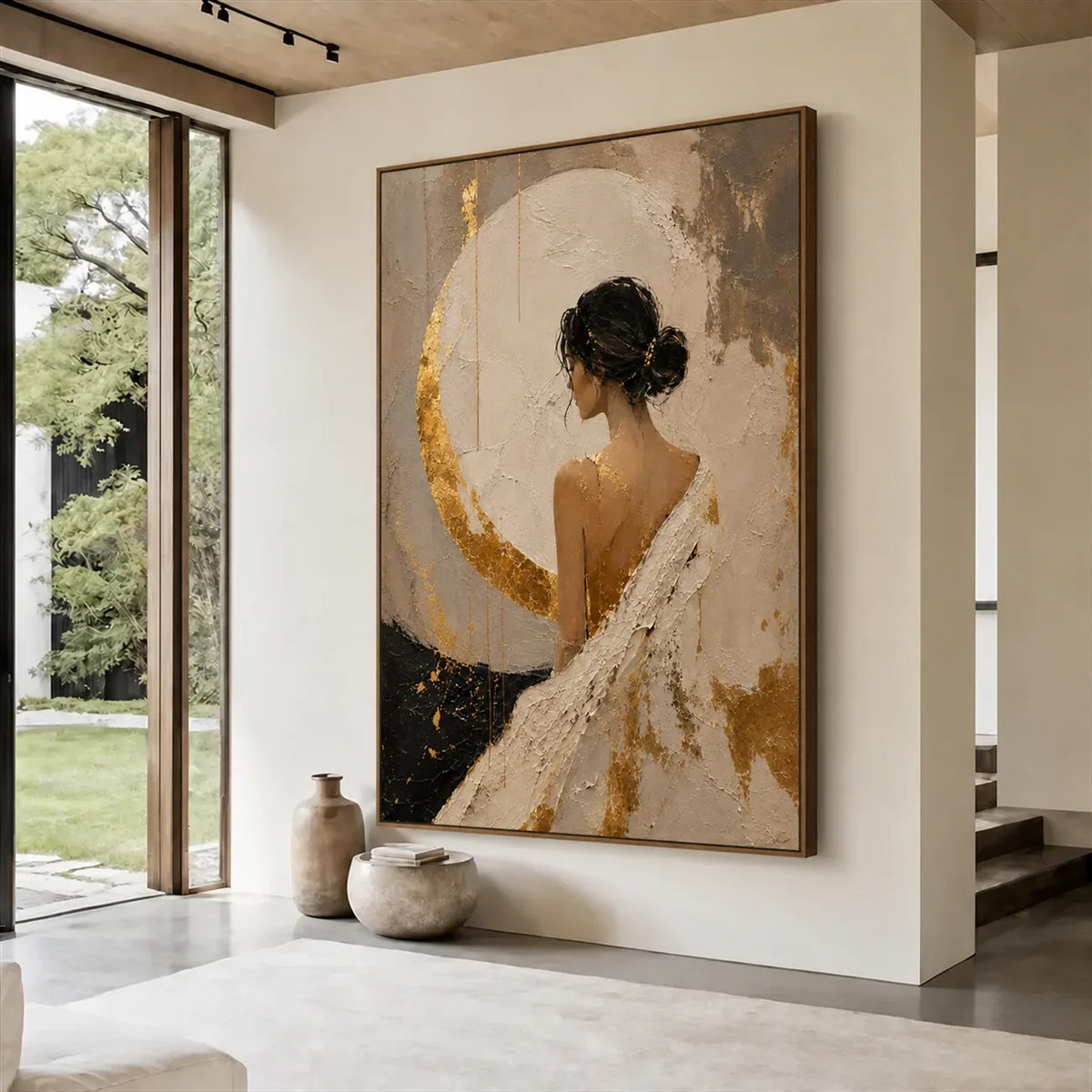 Moonlit Grace Textured Wall Art styled interior scene 5 | Olyrel