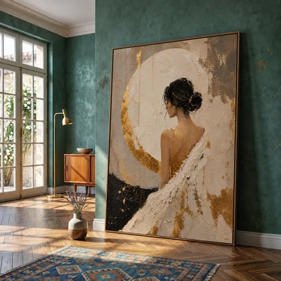 Moonlit Grace Textured Wall Art styled interior scene 7 | Olyrel