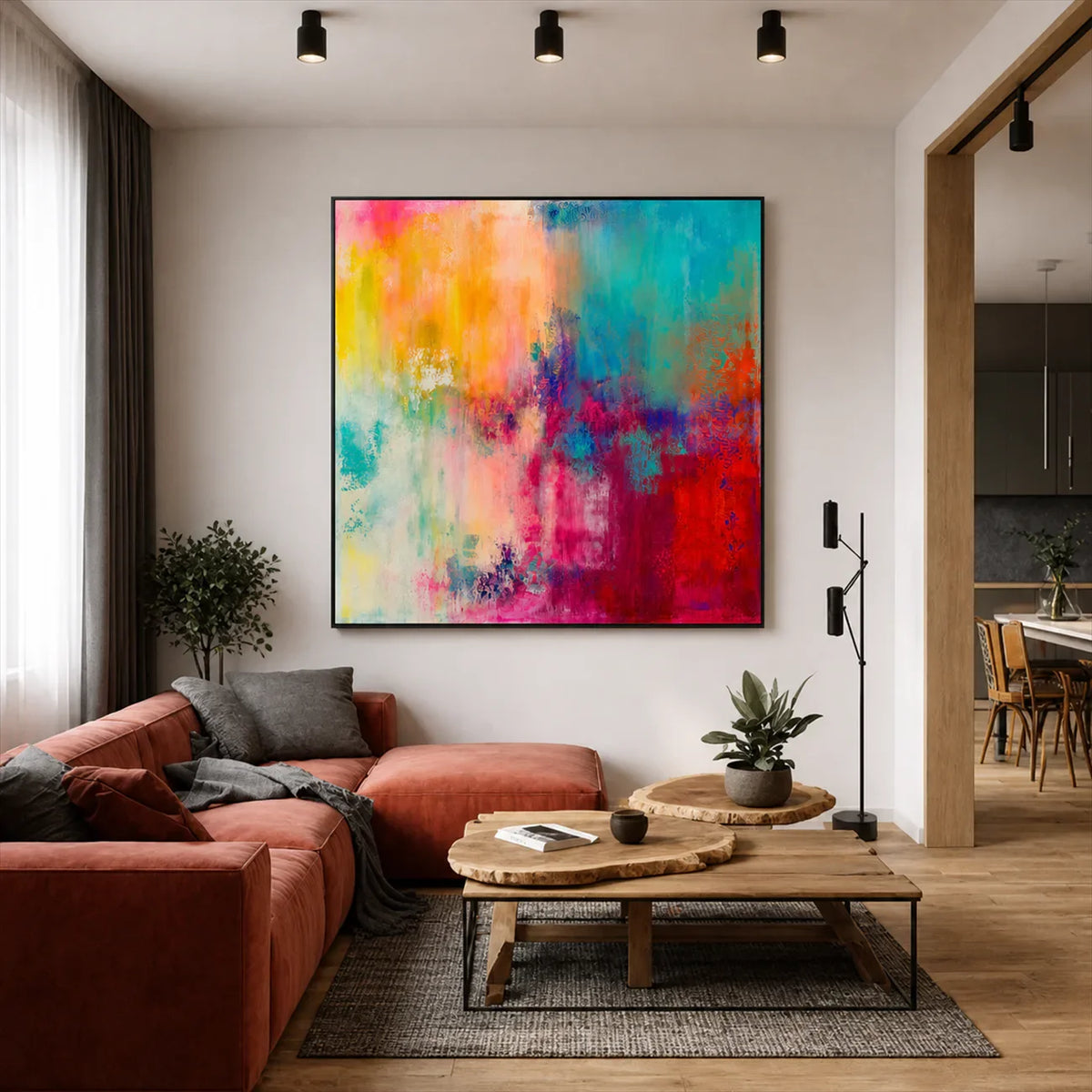 Prismatic Haze Abstract Wall Art styled interior scene 4 | Olyrel