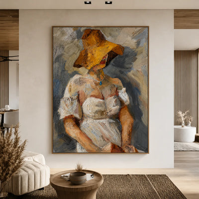 Golden Hat Figure Wall Art styled interior scene 1 | Olyrel