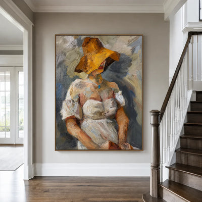 Golden Hat Figure Wall Art styled interior scene 2 | Olyrel