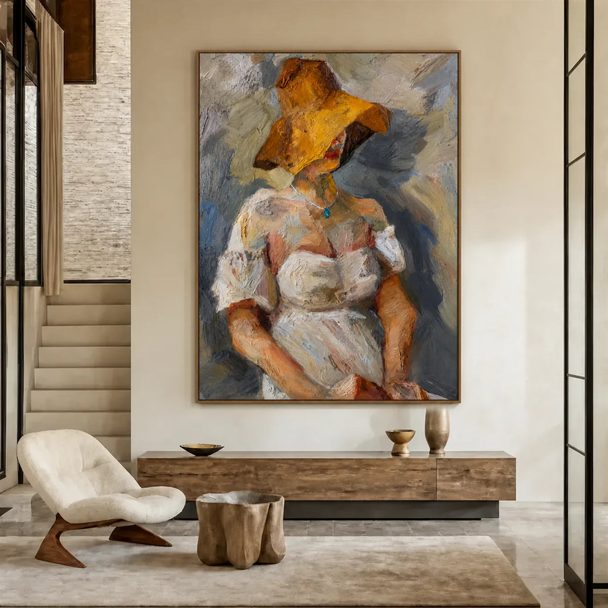 Golden Hat Figure Wall Art styled interior scene 4 | Olyrel