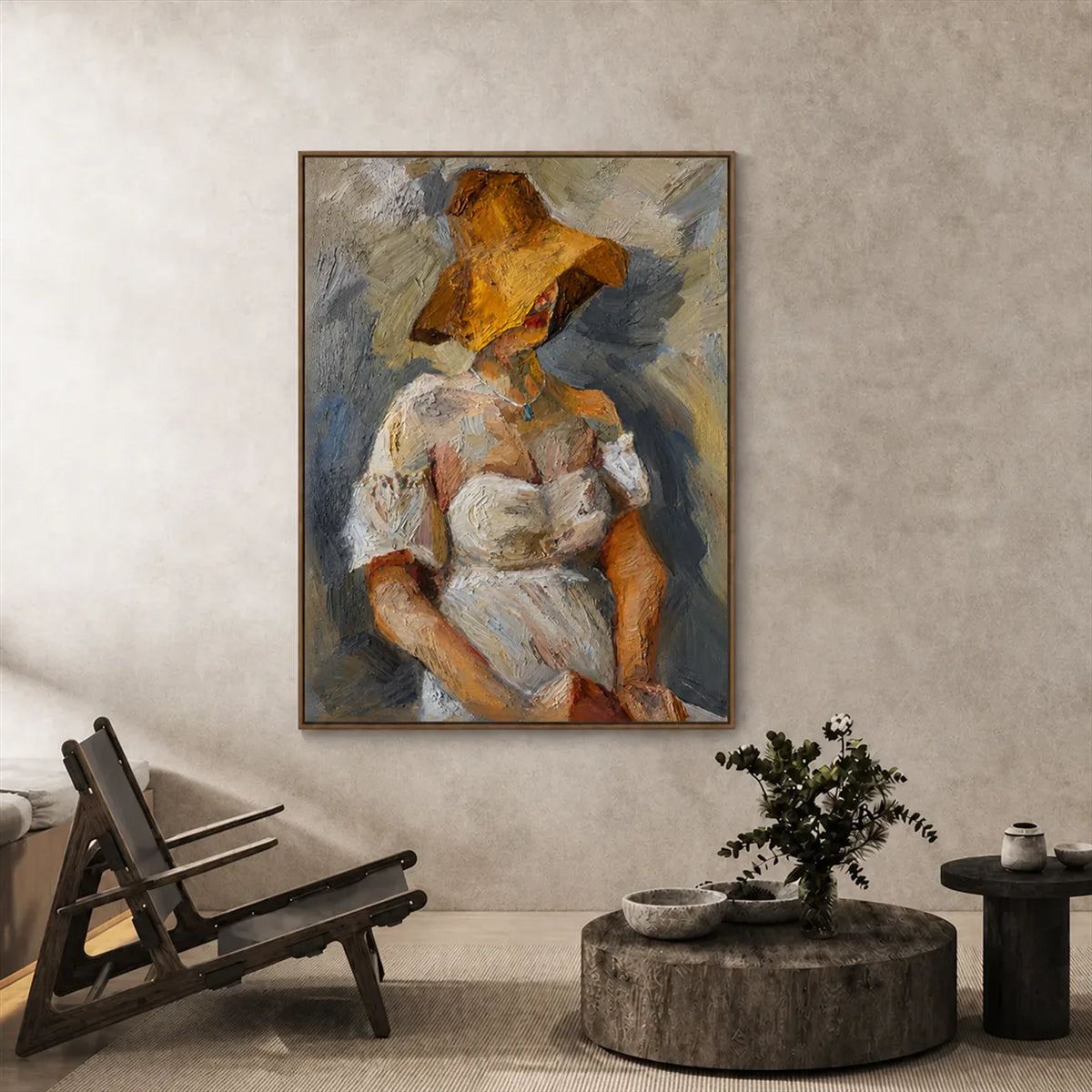 Golden Hat Figure Wall Art styled interior scene 6 | Olyrel